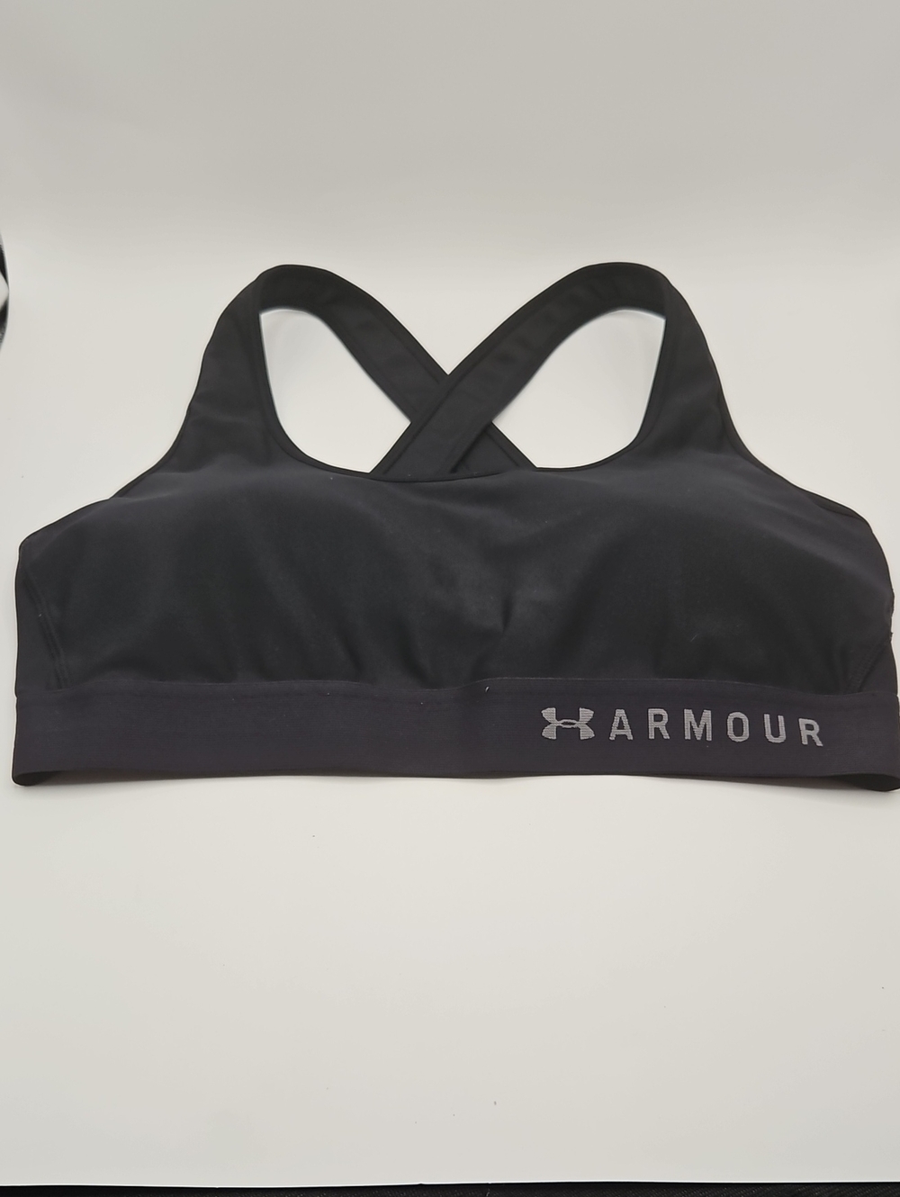 Under Armour Black Cross-Back Sports Bra with Logo Band XL